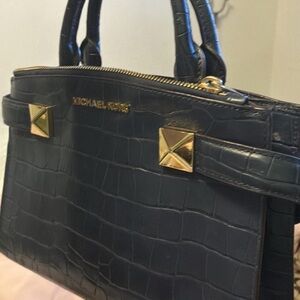 Michael Kors Black Croc-Embossed Satchel